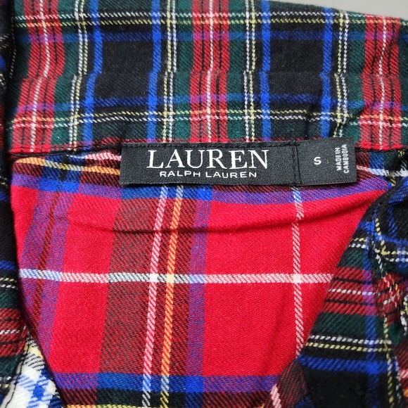 Lauren Ralph Lauren Women Plaid Patchwork Pajama Set Sleepwear Top Pants S NWT - Picture 4 of 4